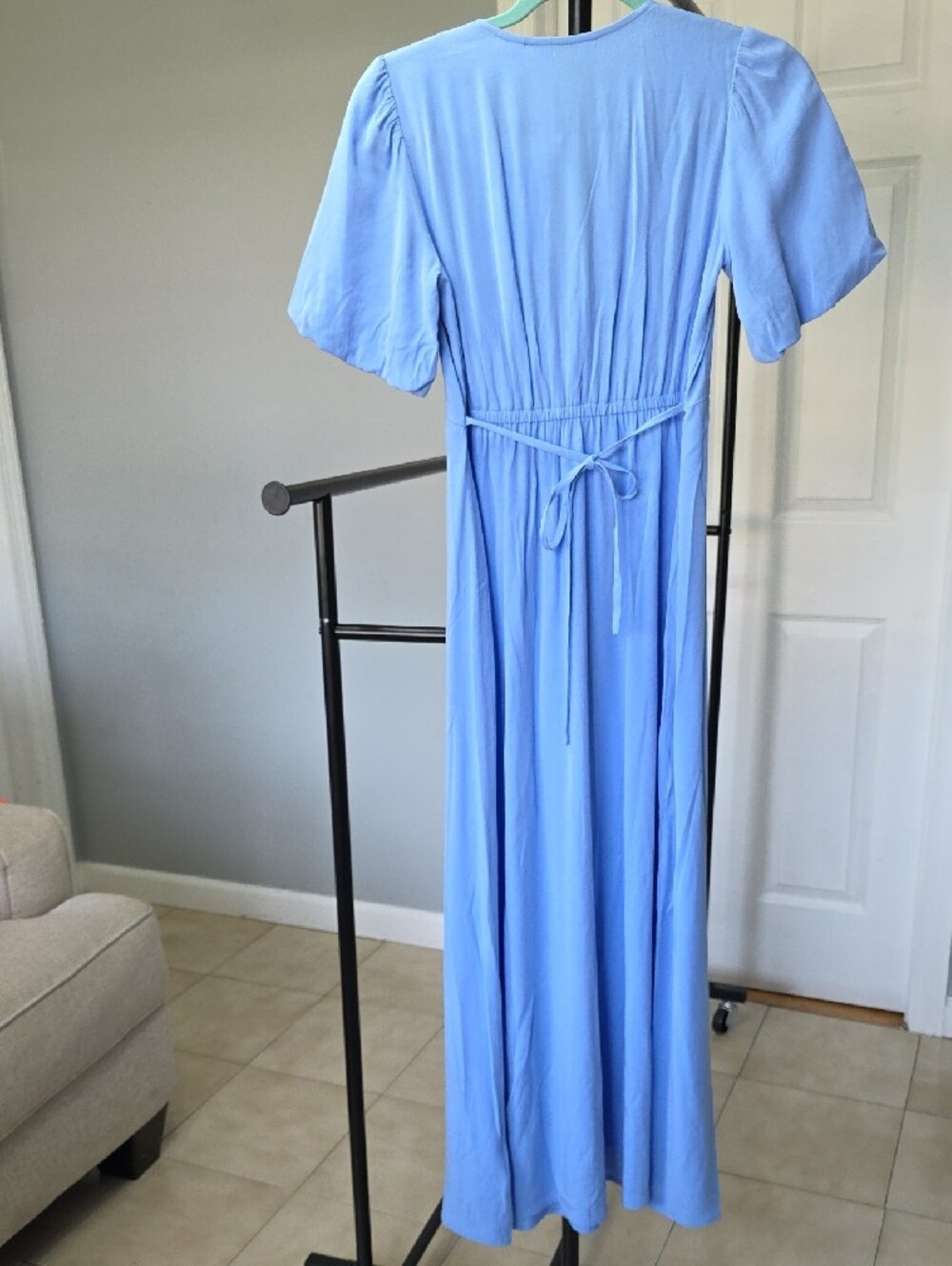 Seraphine Powder Blue V-Neck Button-Front Maxi Dress - Picture 3 of 5